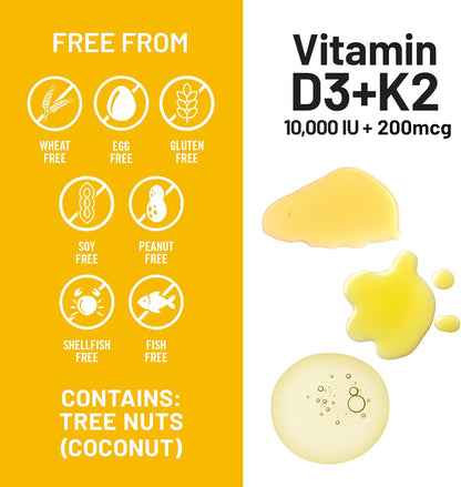NatureWise Vegan Vitamin D3 + K2 with Organic MCT Oil – 10000 IU D3, 200 mcg K2 – 90 Soft-gels