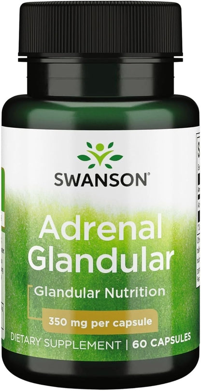 Swanson Adrenal Glandular 350mg, 60 Capsules