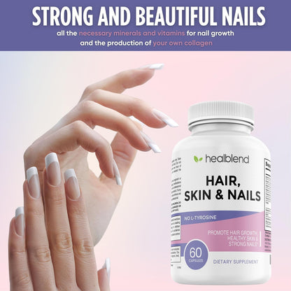 healblend Hair, Skin and Nails Vitamins for – Vitamin A: Promotes cell growth and sebum production, keeping skin – Image 4