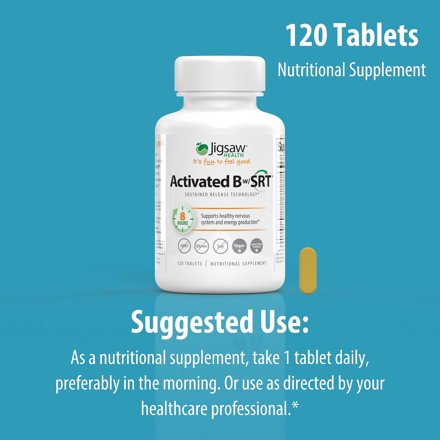 Jigsaw Health Activated B w/SRT - Sustained Release B-Complex, 120 Tablets - görsel 7