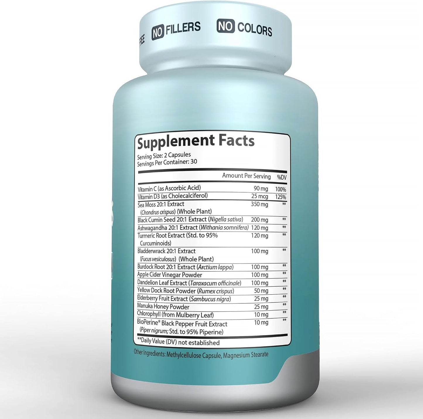 Herbtonics Sea Moss, Black Cumin Seed, Ashwagandha, Burdock Root & ACV Complex - 60 Capsules - görsel 9