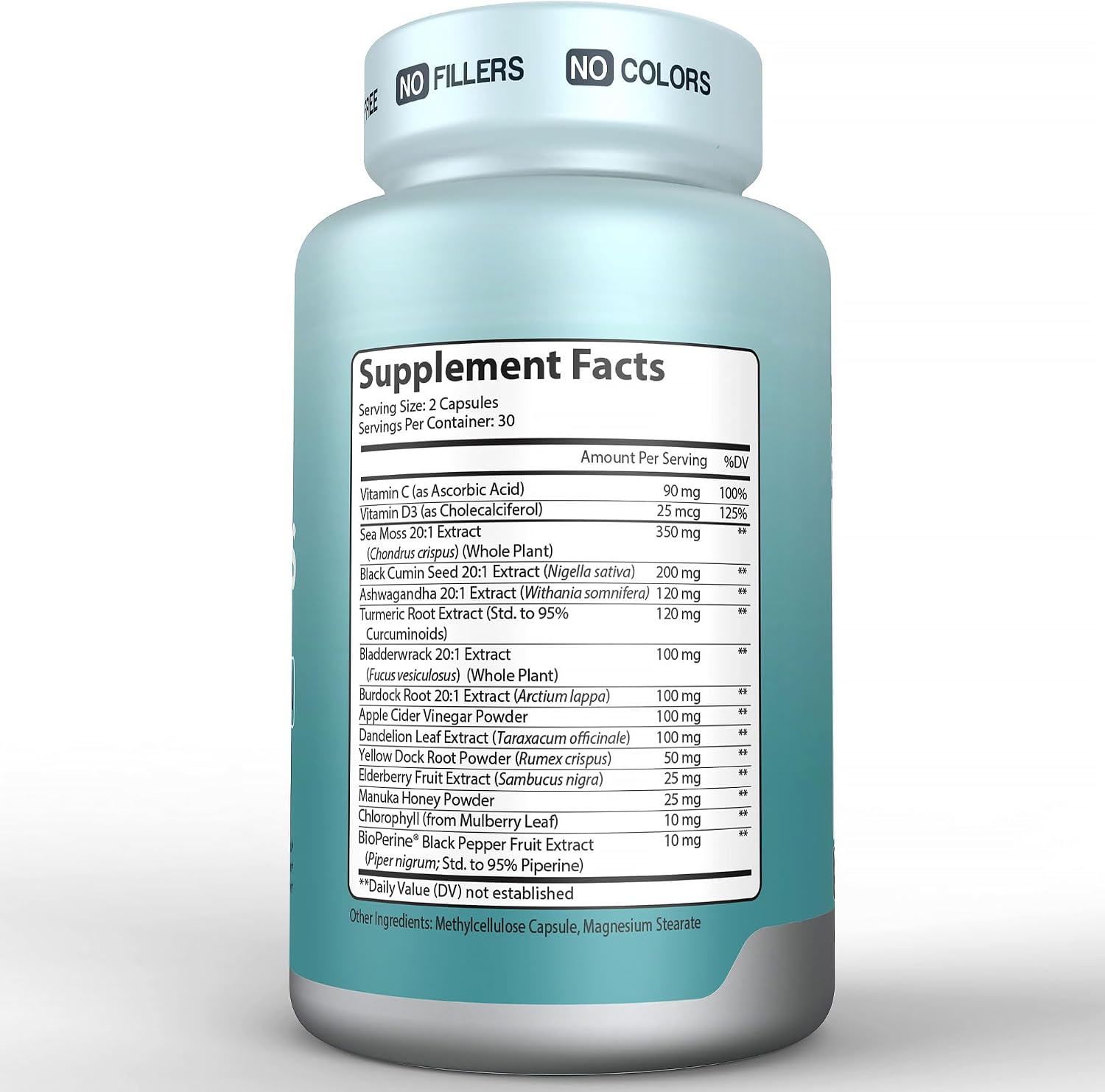 Herbtonics Sea Moss, Black Cumin Seed, Ashwagandha, Burdock Root & ACV Complex - 60 Capsules - görsel 9