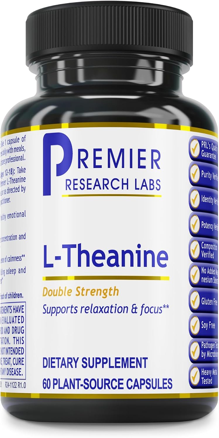 Premier Research Labs L-Theanine Double – Promotes Relaxation Without Drowsiness: L-theanine may help reduce – Image 1