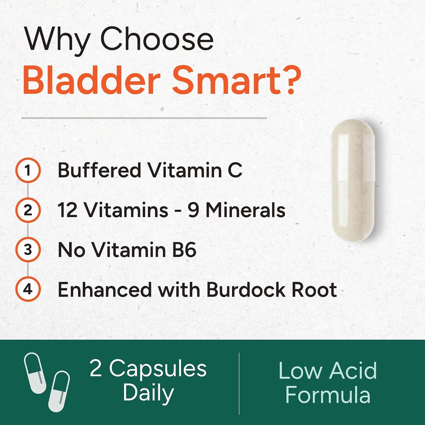 BLADDER SMART Low-Acid Multivitamin for Sensitive Bladders - 60 Capsules - görsel 3