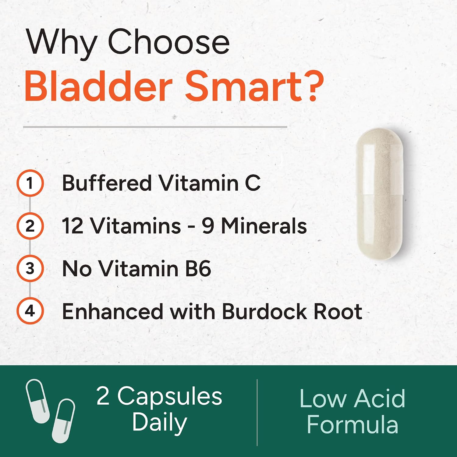 BLADDER SMART Low-Acid Multivitamin for Sensitive Bladders - 60 Capsules - görsel 3