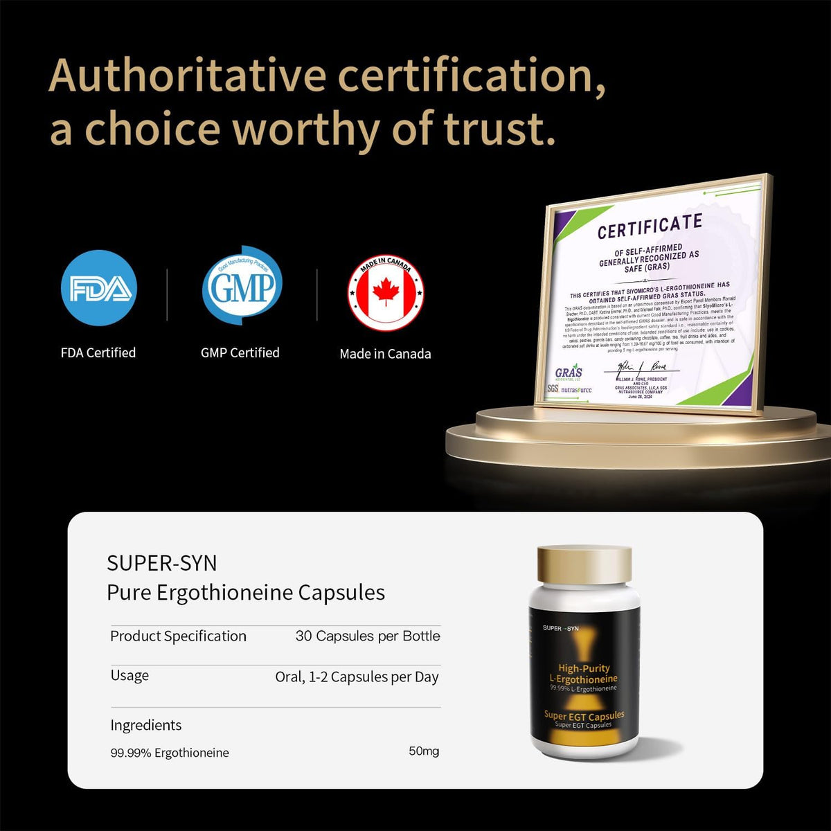 SUPER-SYN L-Ergothioneine 50mg – Ultra-Pure – Skin Integrity: EGT accumulates in skin cells, where it may help – Image 7