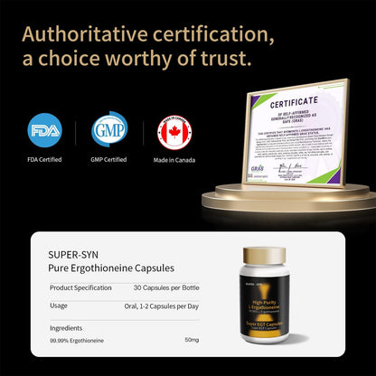 SUPER-SYN L-Ergothioneine 50mg – Ultra-Pure – Skin Integrity: EGT accumulates in skin cells, where it may help – Image 7