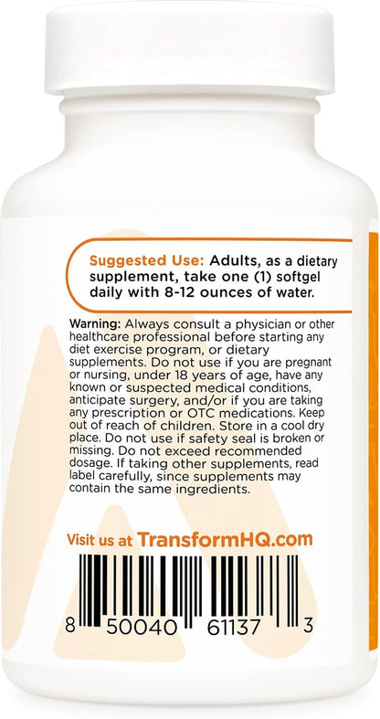 TransformHQ Vitamin K2 (MK7) (100mcg) + Vitamin D3 (5000 IU) - 120 Soft-gels