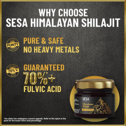 Sesa Himalayan Shilajit Resin – 100% Ayurvedic Fulvic Acid and Trace Mineral Supplement