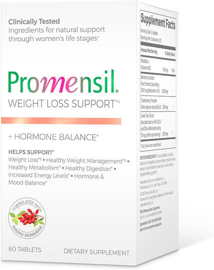 Promensil Weight Loss Support - Berberine HCL Supplement for Women's, Healthy Weight Management, Metabolic Health with EGCG – Image 1