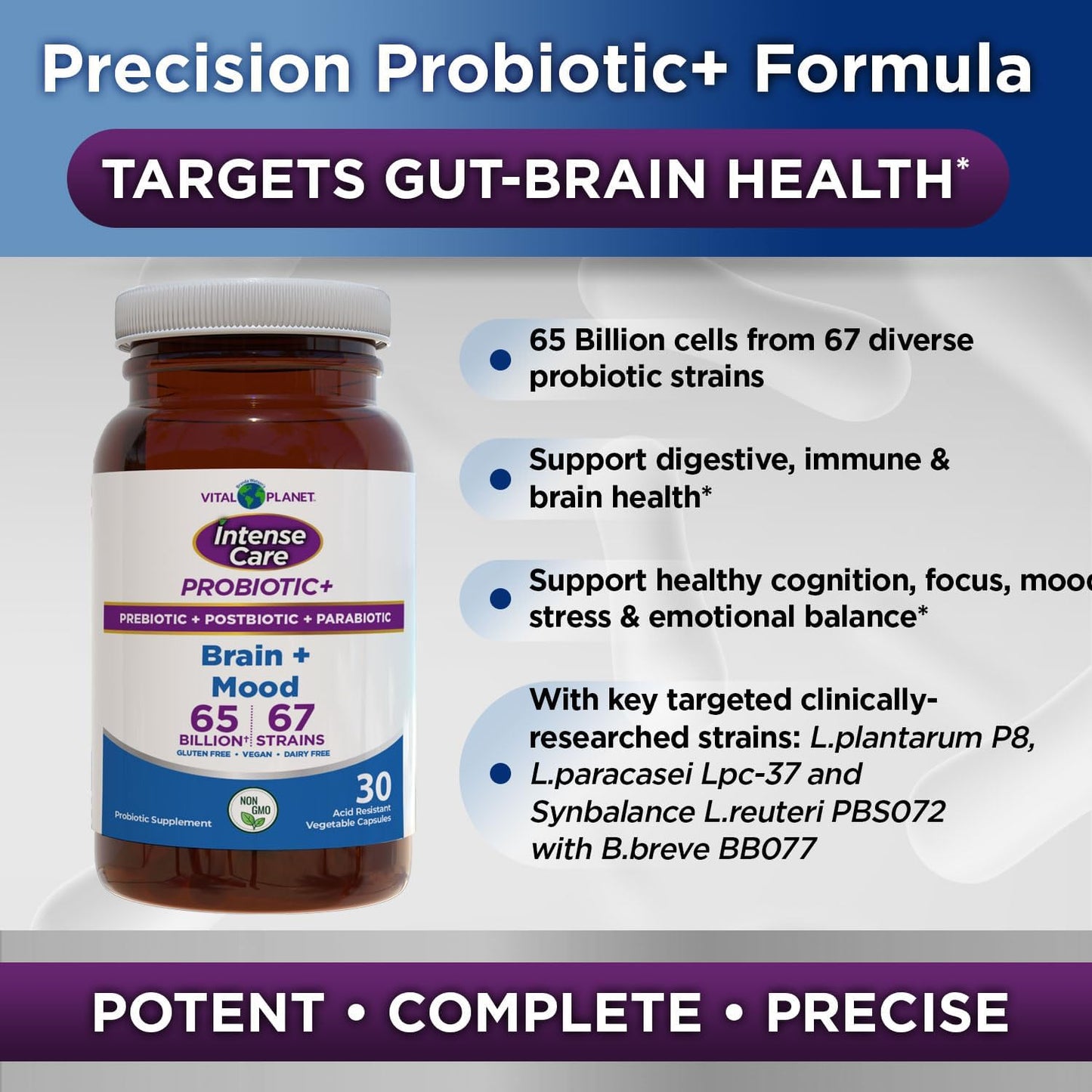 Vital Planet Intense Care Brain & Mood Probiotics – 65 Billion CFU, 67 Strains, 4-in-1 Supplement, 30 Capsules - görsel 6