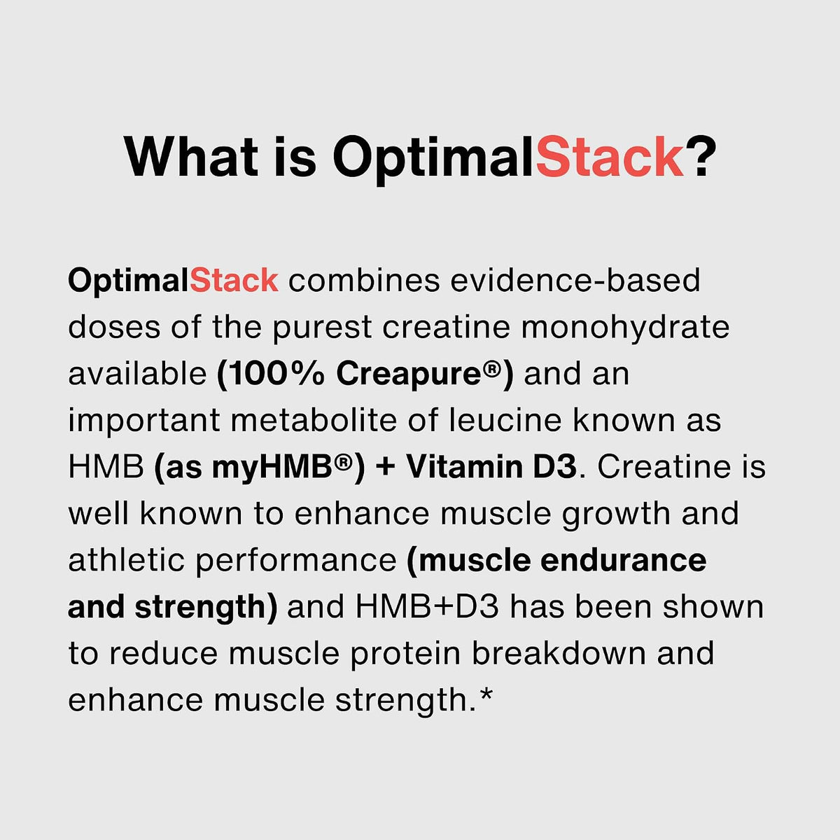 OptimalStack Creatine Monohydrate, HMB & Vitamin D3 Stack | NSF Certified | Unflavoured, 30 Servings – Image 5