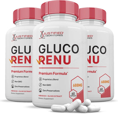 (5 Pack) Gluco Renu 688 mg Glyco Support – Healthy blood pressure maintenance: Hibiscus may help keep blood – Image 8