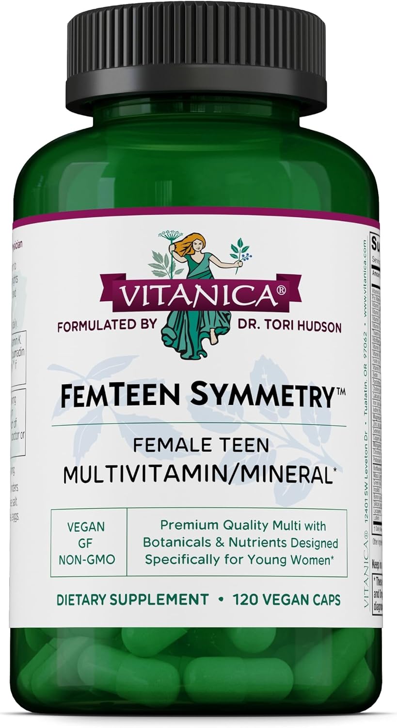 Vitanica FemTeen Symmetry - Multivitamin and Mineral Supplement with Green Tea for Teenagers - 120 Capsules - görsel 1