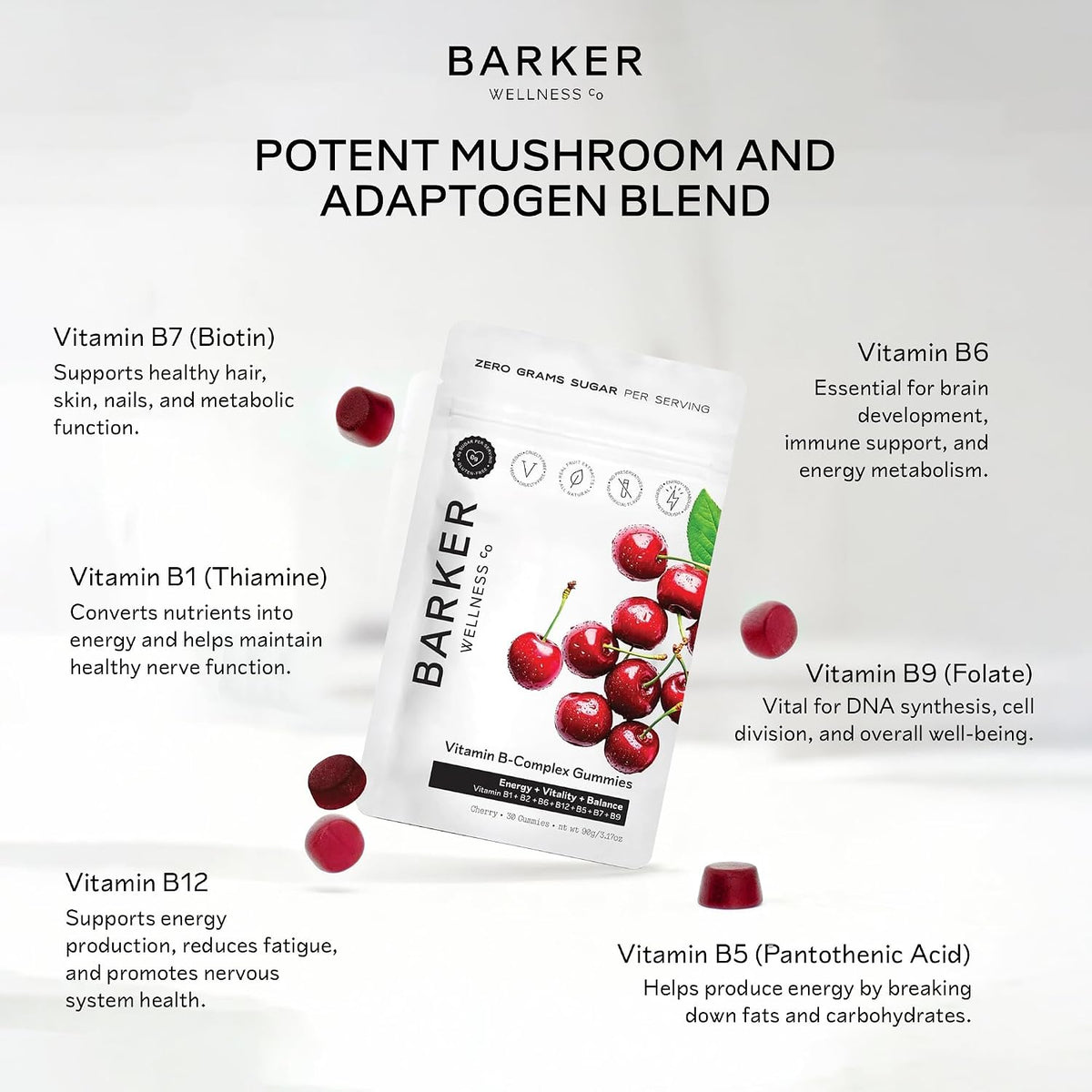 Barker Wellbeing Vitamin B-Complex Gummies – – Vitamin B5 (Pantothenic Acid) – Vital for breaking down fats and – Image 6