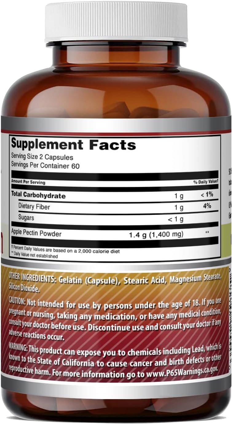 Amazing Formulations Apple Pectin 1400 mg Supplement, 120 Capsules - görsel 5