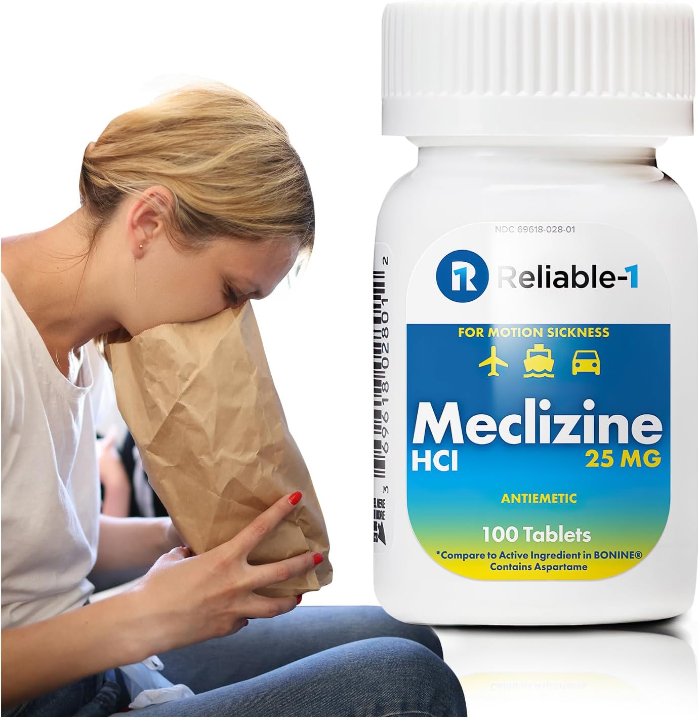 Reliable-1 Laboratories Meclizine HCL 25mg 100 Tablets - görsel 1