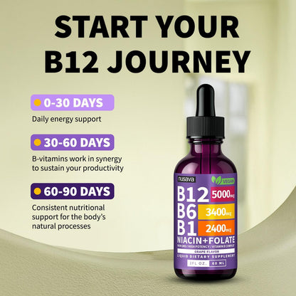 NUSAVA Vitamin B12 Liquid Drops 5000mcg with – Immune system support – Image 4