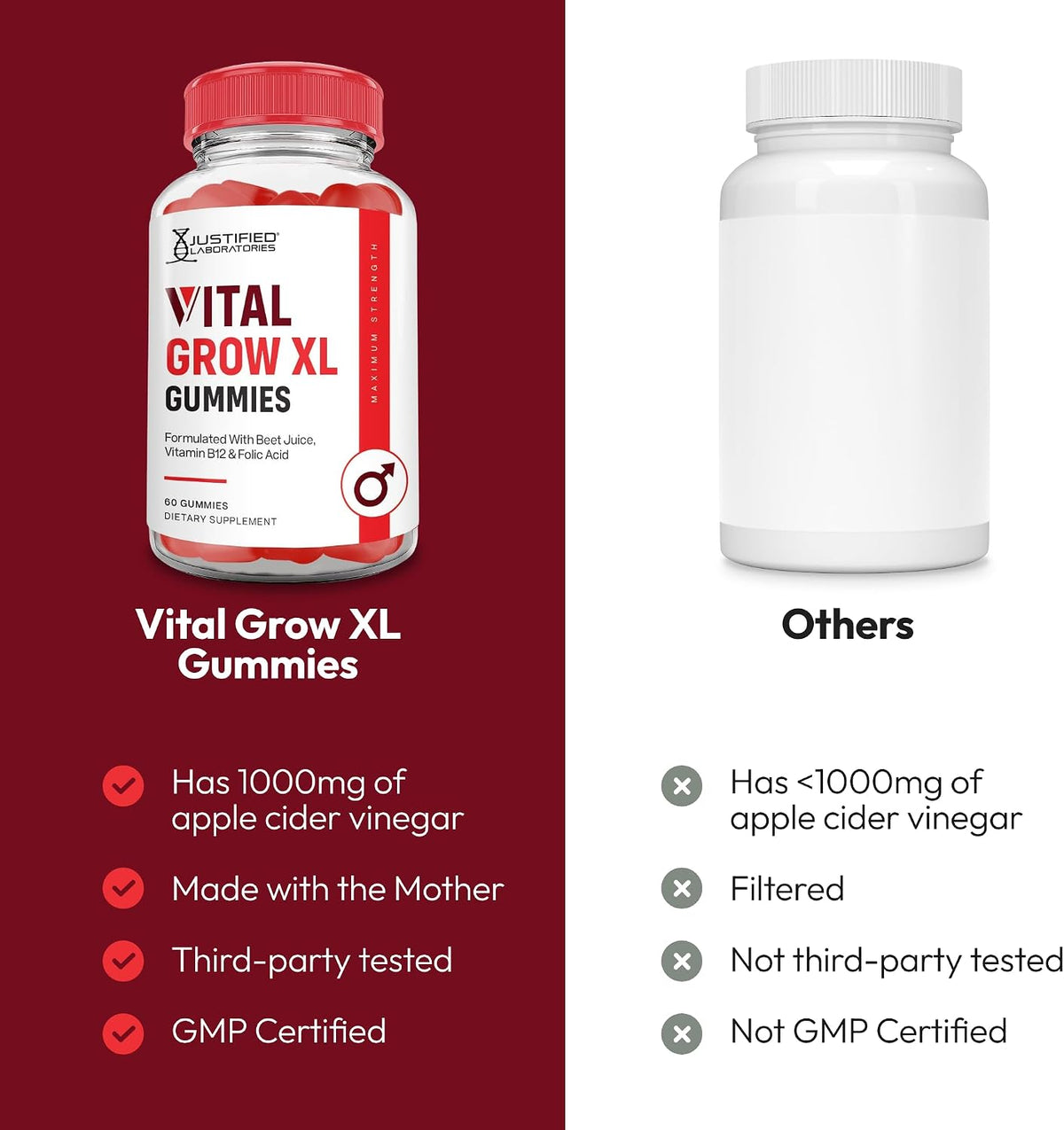 Justified Laboratories Vital Grow XL Gummies – The Mother: Look for gummies made with unfiltered ACV containing – Image 5