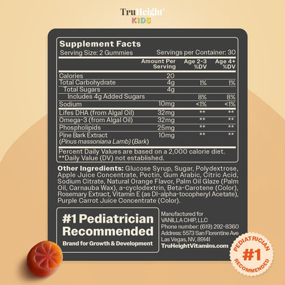 TruHeight Kids Brain Growth Gummies - Orange – May Promote Mental Clarity and Focus: Omega-3s help maintain – Image 6