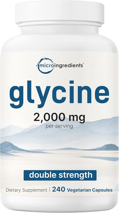 Glycine 2,000mg per Serving - 240 Vegetable – Double Strength: Each serve provides 2,000 mg of glycine, a potent – Image 1