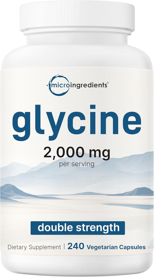 Glycine 2,000mg per Serving - 240 Vegetable – Double Strength: Each serve provides 2,000 mg of glycine, a potent – Image 1