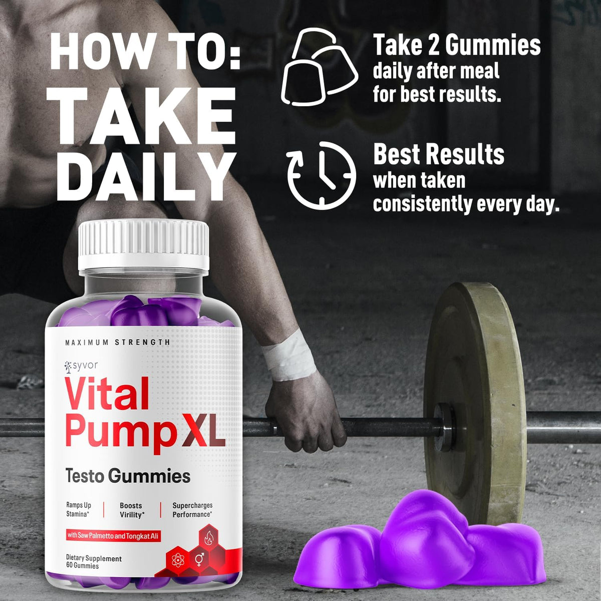 Vital Pump XL Gummies (3-Pack) - All Natural Advanced Formula with Max Strength Vitamins for Active Living (180 Gummies) – Image 5