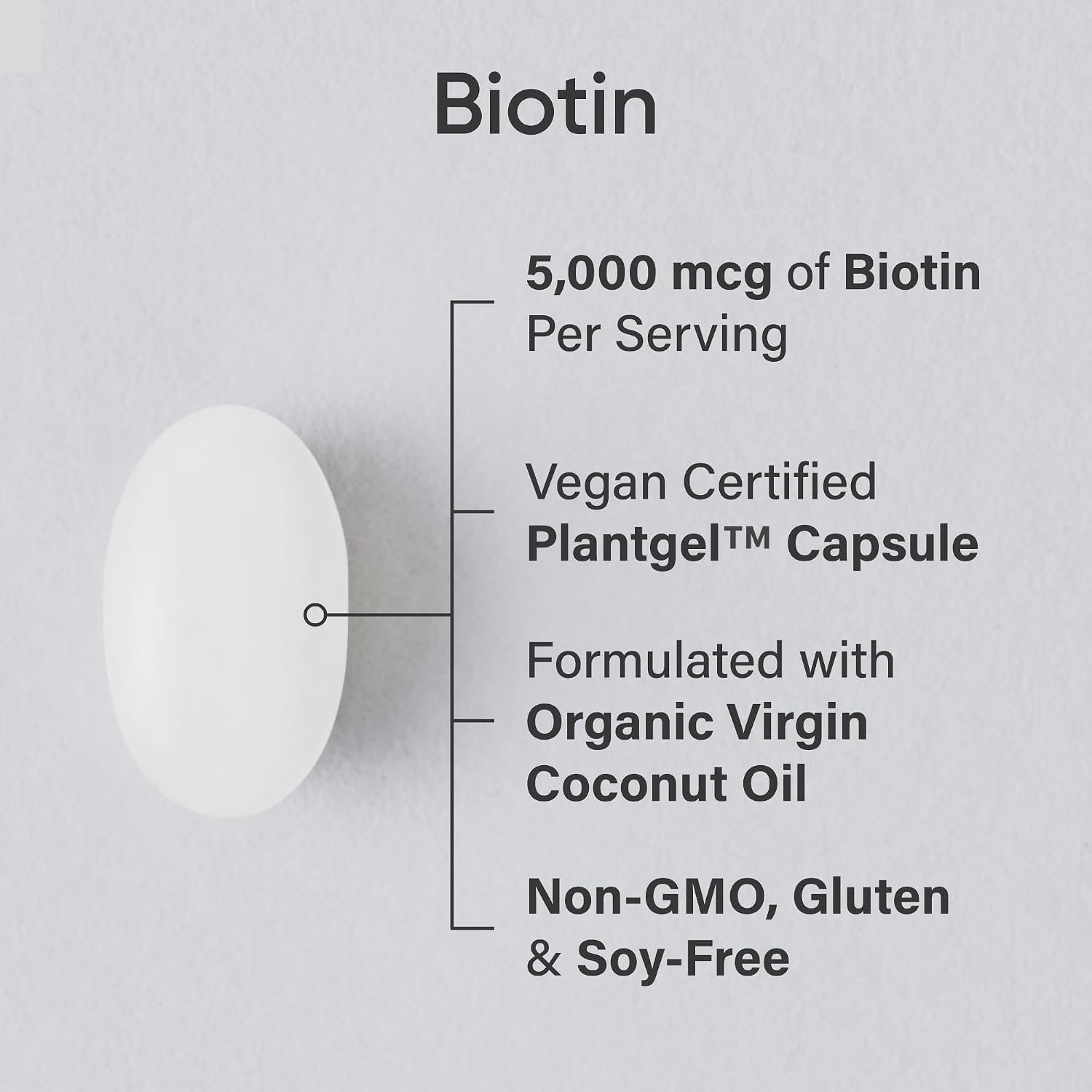 Sports Research® Biotin 5000mcg with Organic Coconut Oil - Vegan, Non-GM, 120 Softgels - görsel 2
