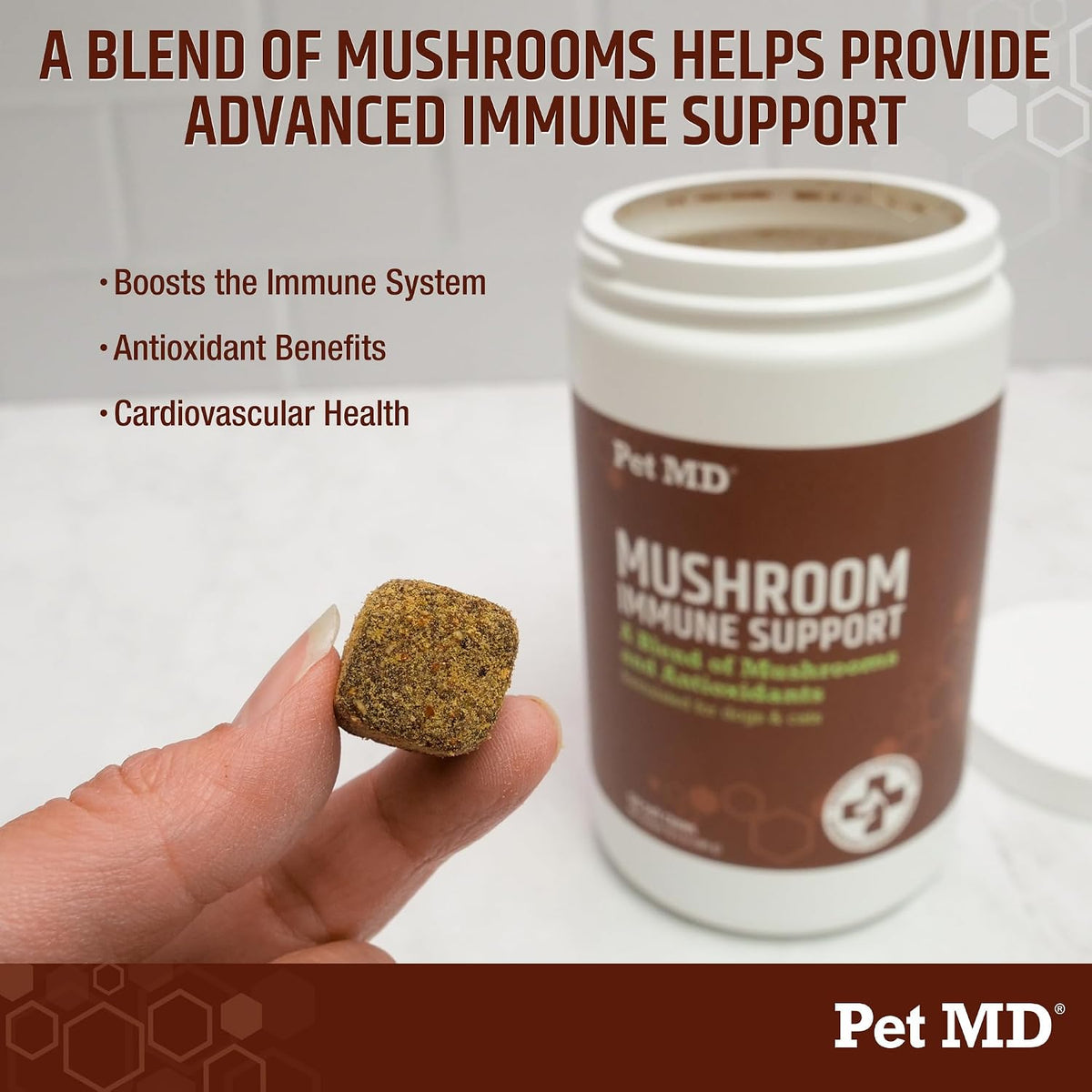 Pet MD Mushroom Immune Support for Dogs & – Liver Health: Milk thistle supports liver function and cleansing. – Image 2