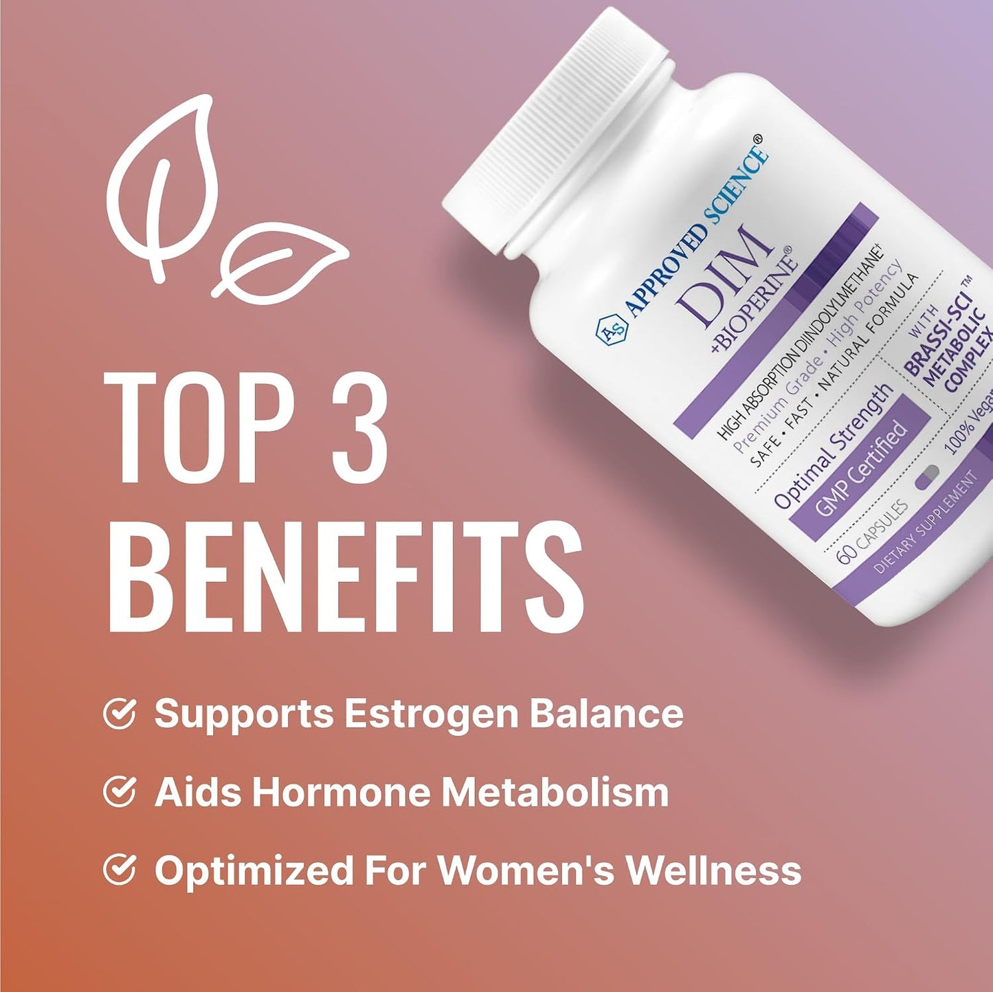 Approved Science DIM - Estrogen Metabolism Support - DIM, Broccoli Sprout, Mustard Seed, Calcium, BioPerine - Vegan - 360 Capsules - görsel 3