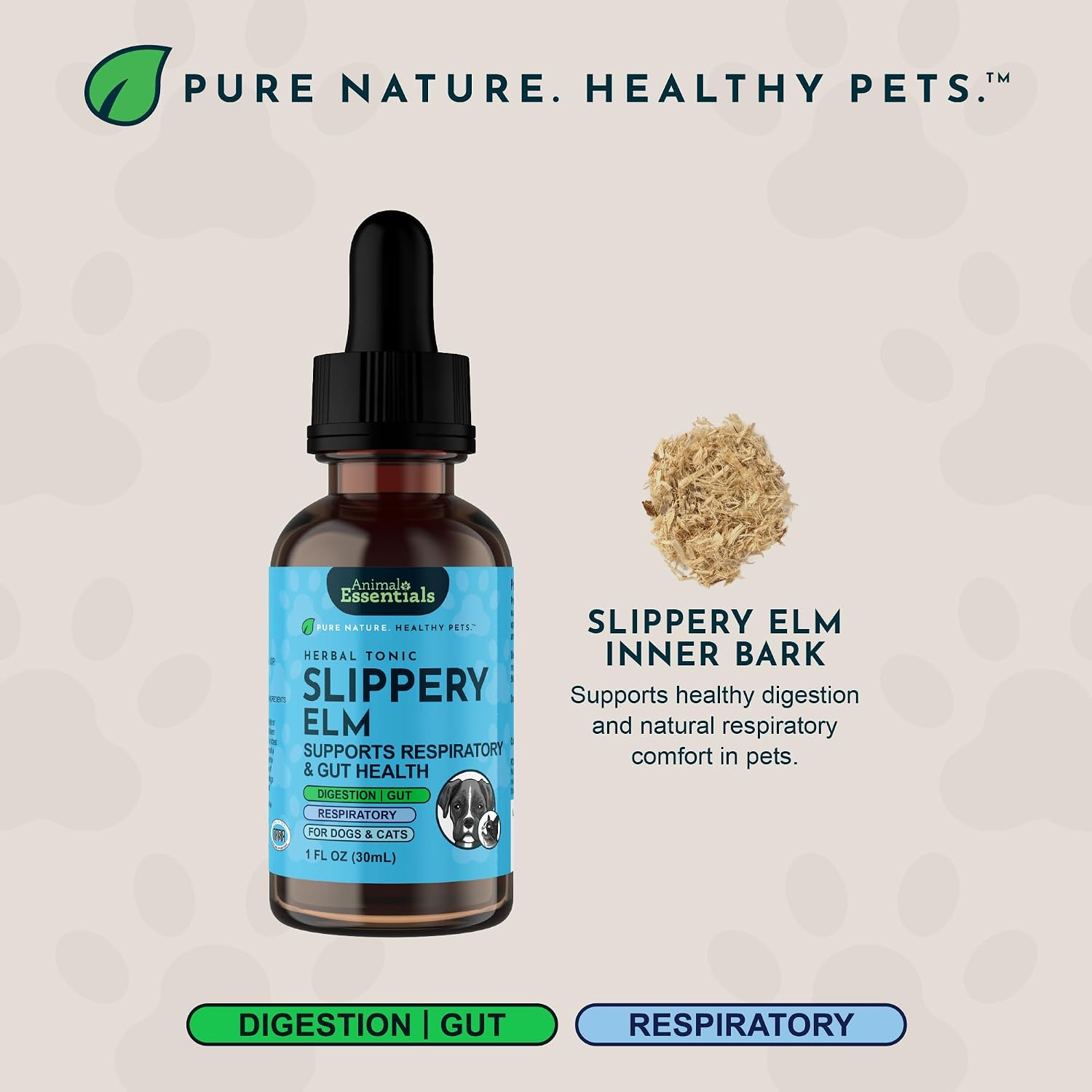 Animal Essentials Organic Slippery Elm Bark Liquid Extract for Dogs and Cats - Digestive & Throat Support - 2 fl oz - görsel 3