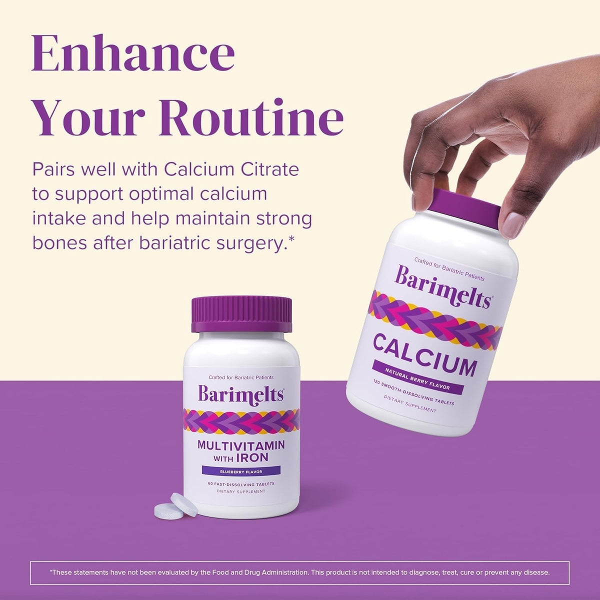 BariMelts Bariatric Multivitamin with Iron, 60 Fast-Dissolving Tablets, Natural Blueberry Flavour – 1 Month Supply – Image 7