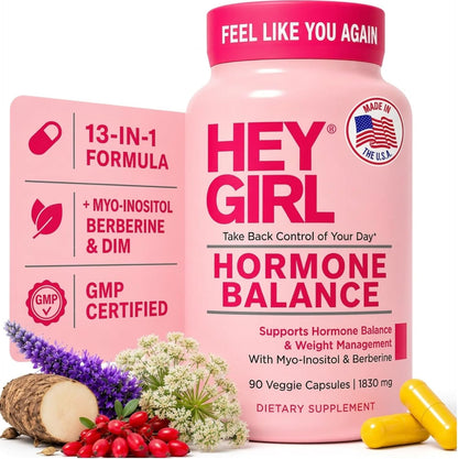 Hey Girl Hormone Balance for Women's - DIM, – DIM (Diindolylmethane) – Derived from broccoli sprouts, DIM supports – Image 1