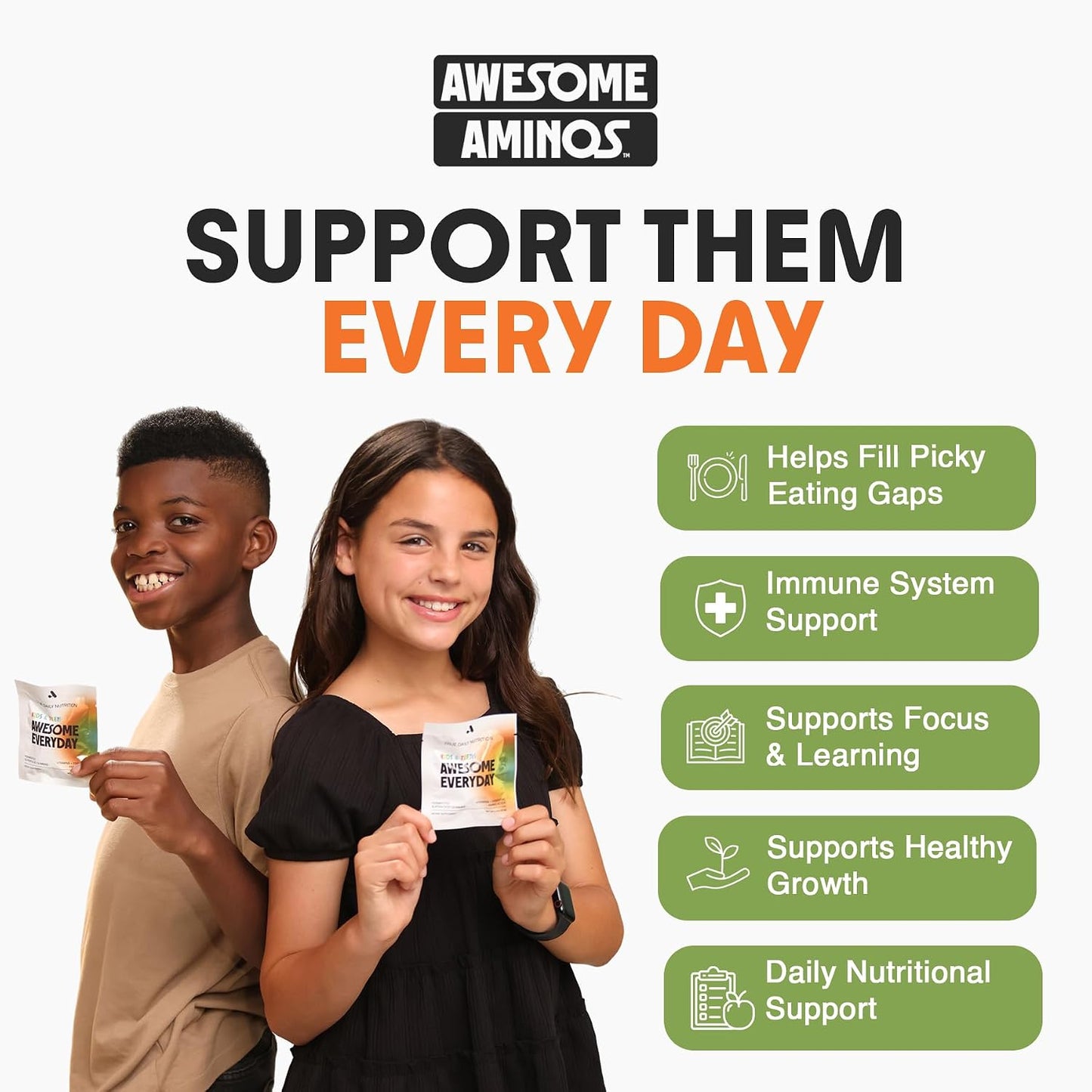 Awesome Everyday Essential Daily Nutrition Gummies - 9 Essential Amino Acids + Vitamins, Minerals & Organic Greens and Superfoods - Fermented Nutrition for Energy, Brain & Immunity – Kids – 28 Count - görsel 6