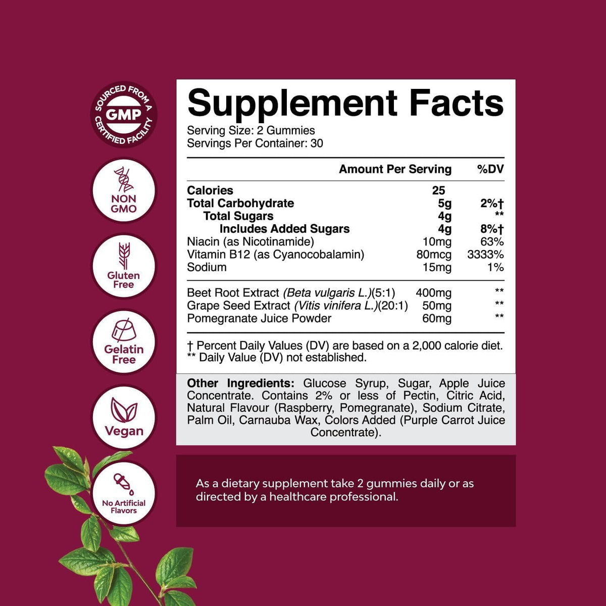 Flow Boosting Beetroot Gummies - Nitric Oxide Support with Pomegranate & Vitamin B12 - 60 Count – Image 8
