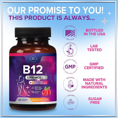 Vitamin B12 1000 mcg Chewable Tablets - – Nervous System Maintenance: Helps maintain the protective myelin sheath – Image 4