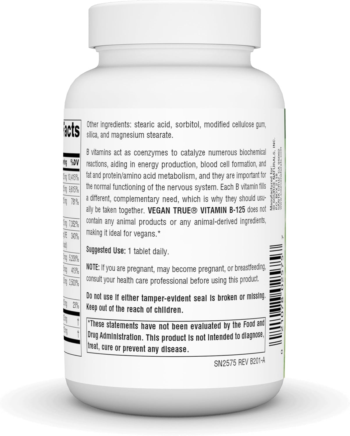 Source Naturals Vegan True B-125, 125 mg - 60 Tablets - görsel 3
