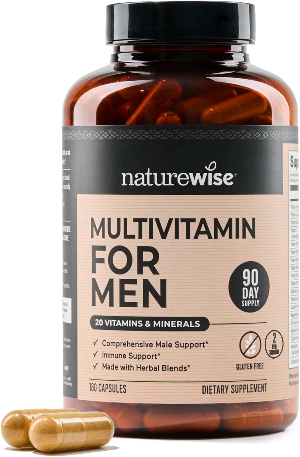 NatureWise Multivitamin for Men – Daily Male – Vitamin A, C, D3, E, and B-Complex: These support immune function, – Image 1