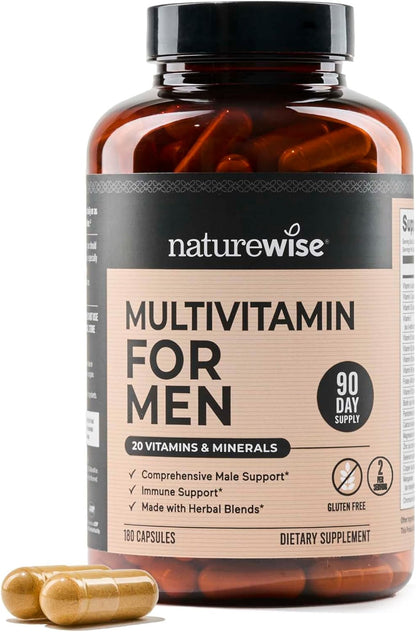 NatureWise Multivitamin for Men – Daily Male – Vitamin A, C, D3, E, and B-Complex: These support immune function, – Image 1