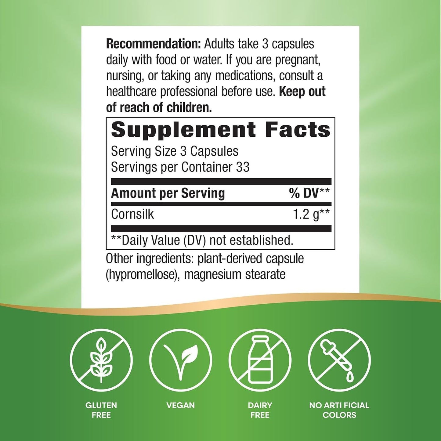 Nature's Way Corn Silk, 1,200 mg per 3-Capsule Serving, Traditional Support for Urinary Health, Vegan, No Gluten, 100 Vegan Capsules (Packaging May Vary) - görsel 2