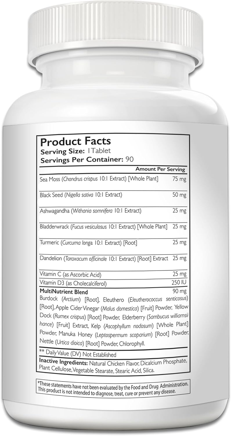 Sea Moss for Dogs - 17-in-1 Immunity, Skin & Coat Support with Black Seed Oil, Ashwagandha & Turmeric for Daily Vitality & Seasonal Allergy Relief - 90 Chewable Tablets - görsel 9
