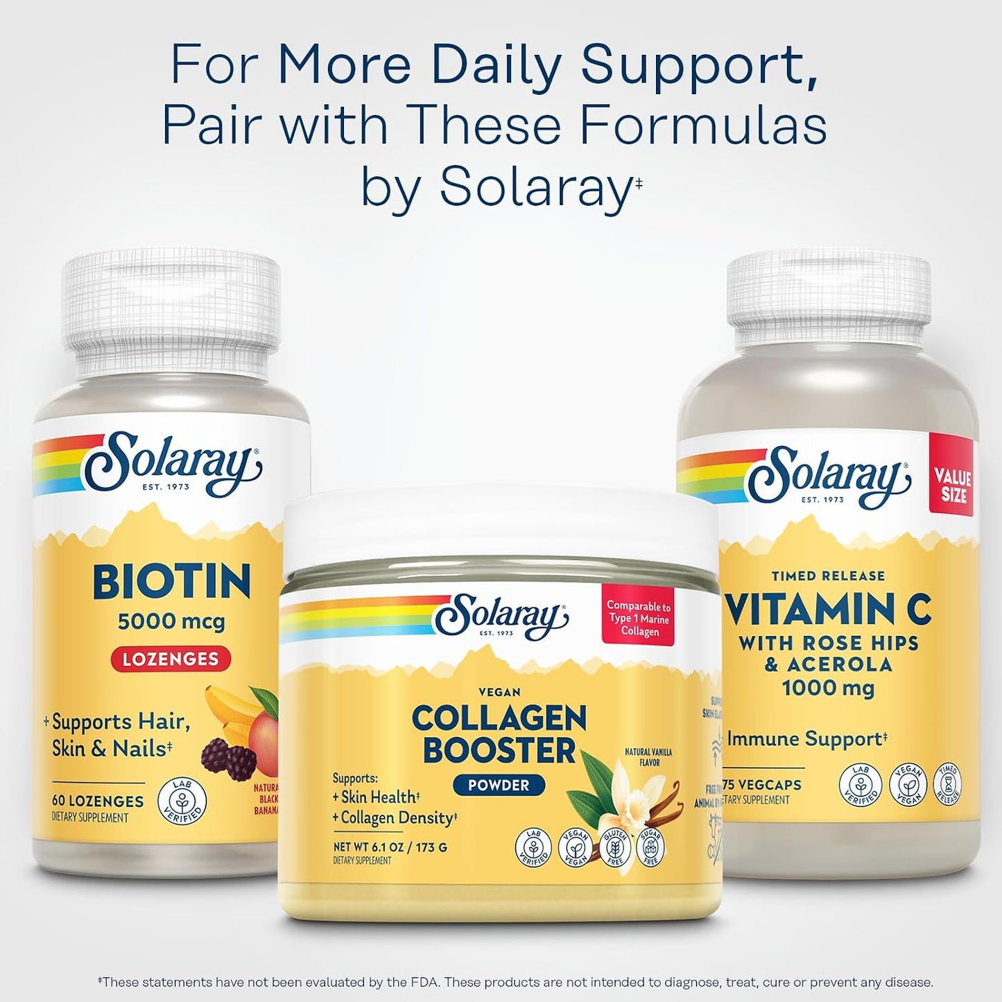 SOLARAY Biotin Supplement 5000 mcg - Pure Biotin for Hair, Skin and Nails - 60 Lozenges - görsel 6