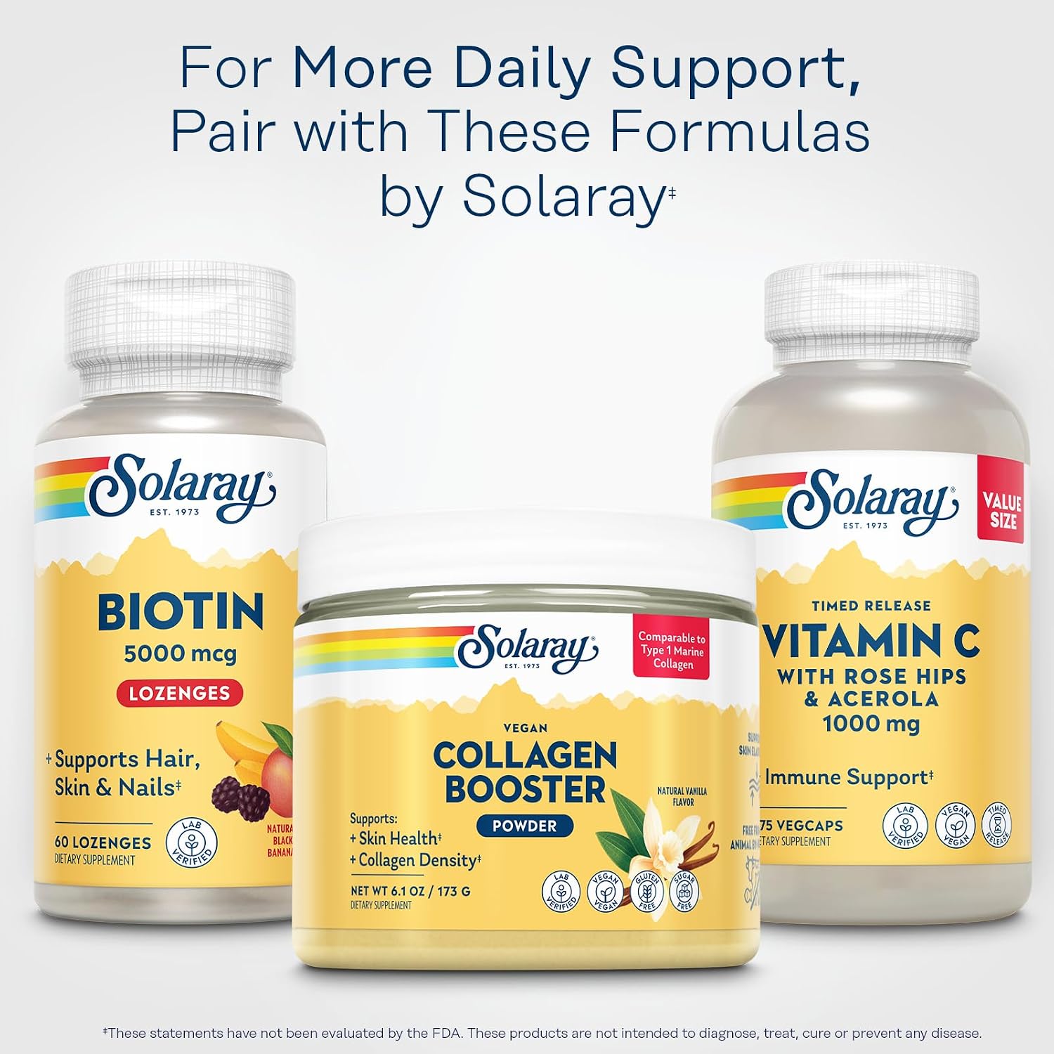 SOLARAY Biotin Supplement 5000 mcg - Pure Biotin for Hair, Skin and Nails - 60 Lozenges - görsel 6