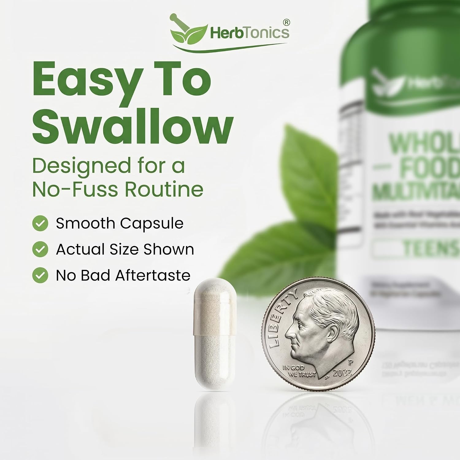 Herbtonics Wholefood Teen Vitamins - Multivitamin for Boys & Girls Ages 12-18 - Energy, Focussed and Immune Support - 60 Capsules - görsel 4