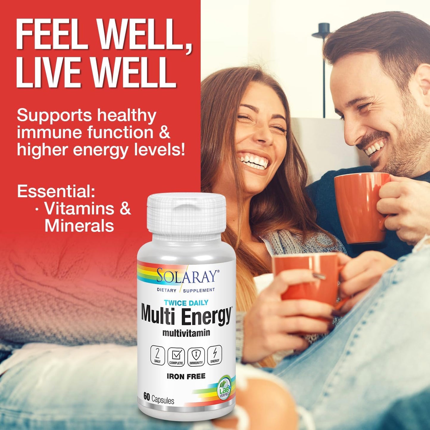 SOLARAY Twice Daily Multi Energy Multivitamin – Iron Free, 120 Capsules - görsel 3
