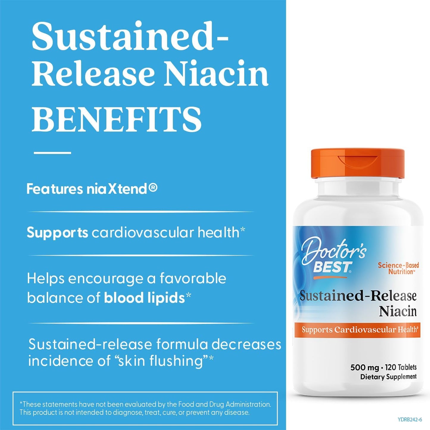 Doctor's Best Niacin 500 mg Extended Release – 120 Tablets - görsel 4