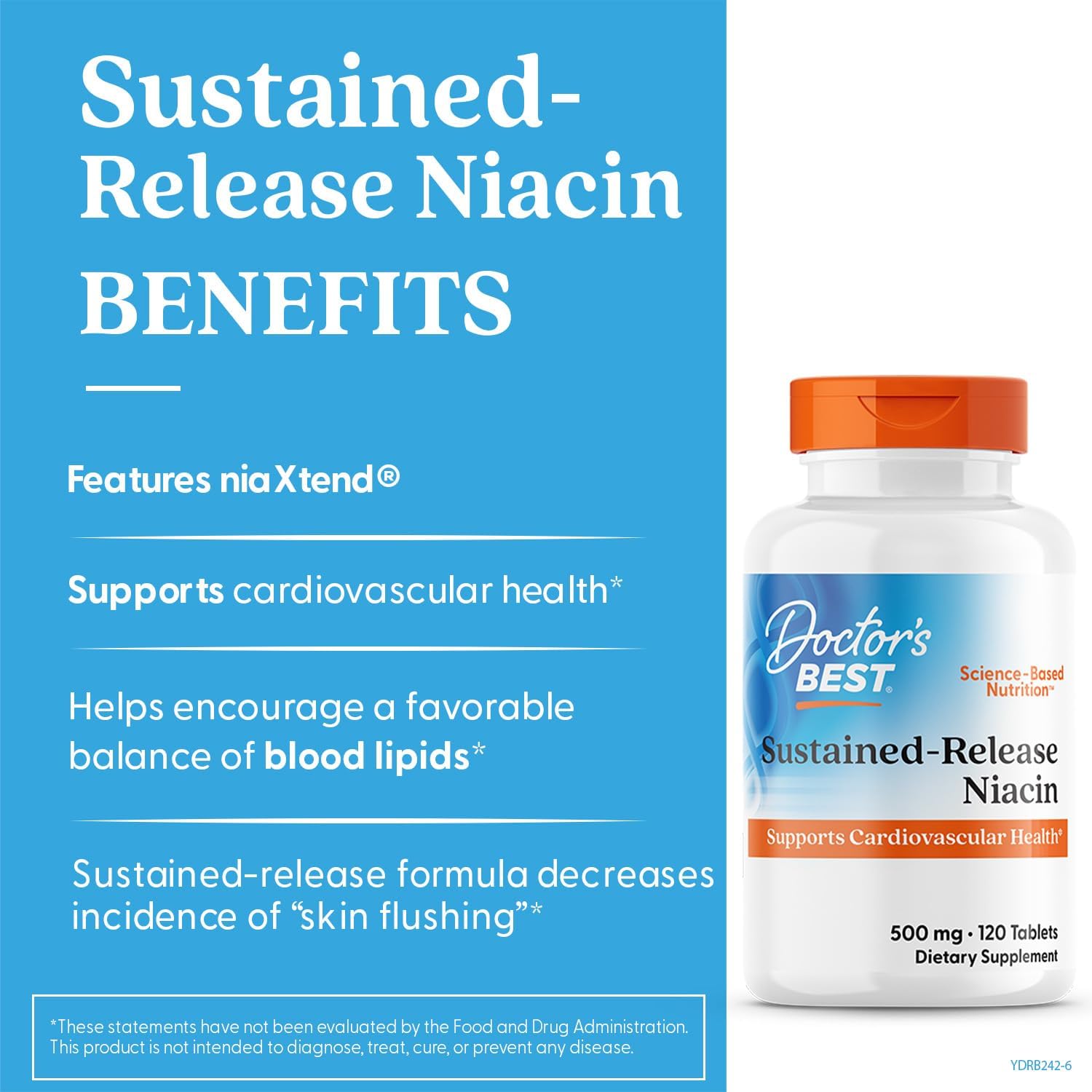 Doctor's Best Niacin 500 mg Extended Release – 120 Tablets - görsel 4