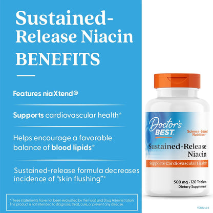 Doctor's Best Niacin 500 mg Extended Release – 120 Tablets