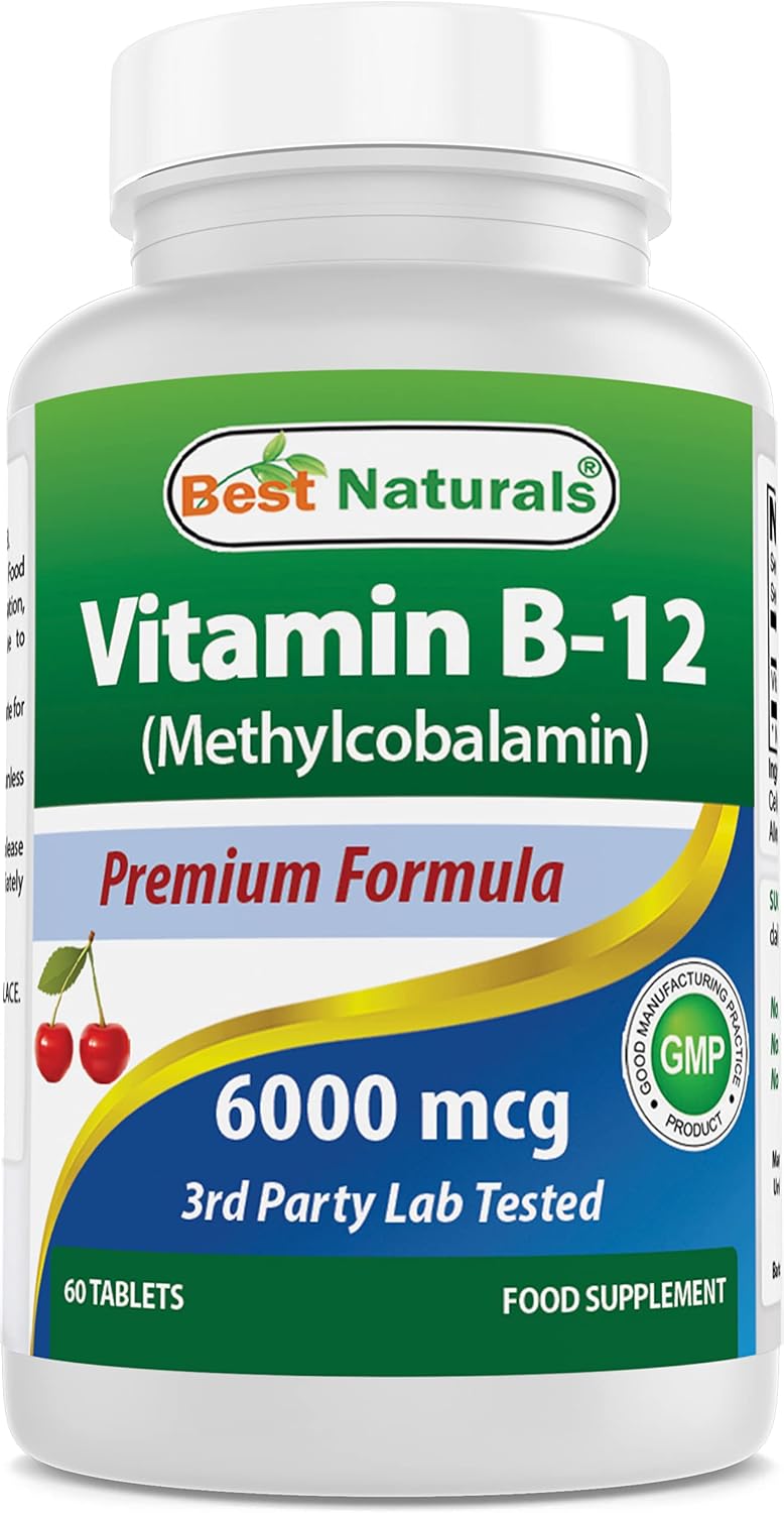 Best Naturals Vitamin B12 Methylcobalamin (Methyl B12), 6000 mcg, 60 Sublingual Tablets (Pack of 2) - görsel 10