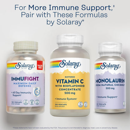 SOLARAY Buffered Vitamin C 500mg - with Bioflavonoids, Rose Hips & Acerola Cherry - Immune Support, Vegan